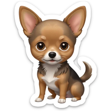 Chihuahua mix with grey, brown, and black fur less fur sticker