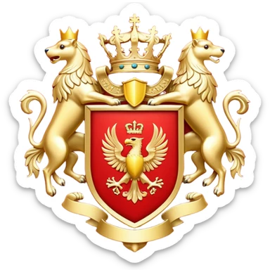 coat of arms with loans on red background sticker