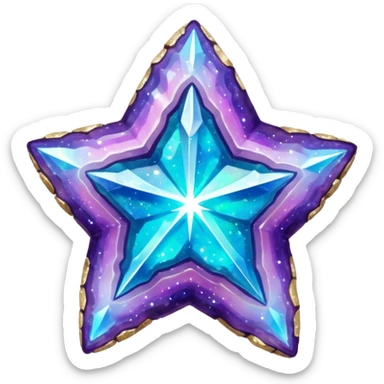 hd detailed glittering holographic star shaped geode sticker