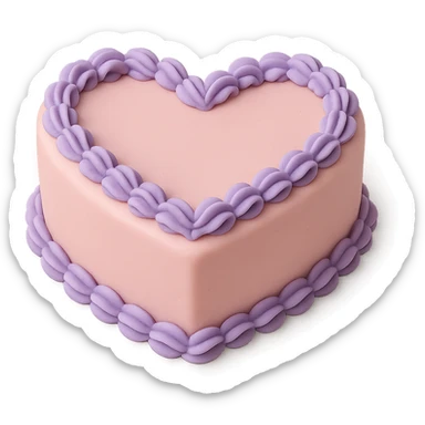 heart-shaped fondant cake with piped lavender, fondant cake art style sticker