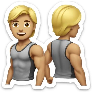 muscular asian personal trainer golden hair sticker
