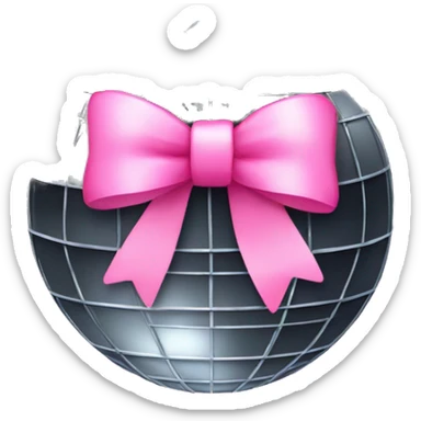 Disco ball with pink bow on top sticker