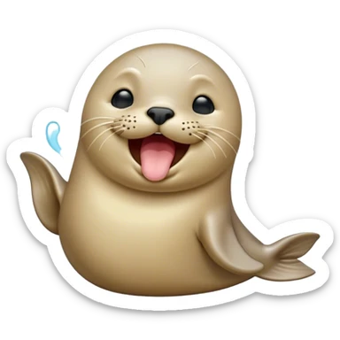 Cinematic Cute Yawning Seal Portrait Emoji, Head tilted slightly with a dramatic, wide-open yawn, showcasing a lustrous, sleek body and half-closed, drowsy eyes exuding cozy contentment, Simplified yet irresistibly adorable features, highly detailed, glowing with a soft, cozy oceanic glow, high shine, relaxed yet expressive, stylized with a dash of whimsical marine charm, soft glowing outline, capturing the essence of a drowsy yet affectionate seal that seems ready to drift out of the screen for a nap! sticker
