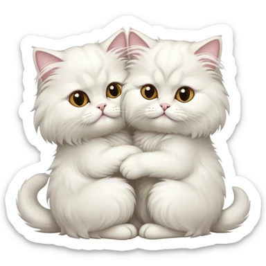 2 white Persian cats hug sticker