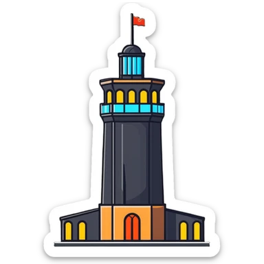 Bayterek Tower at night with illumination, Kazakhstan landmark sticker