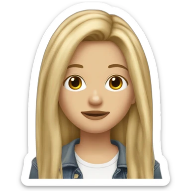 French dirty blonde teenage girl with long hair and with Converse shoes sticker