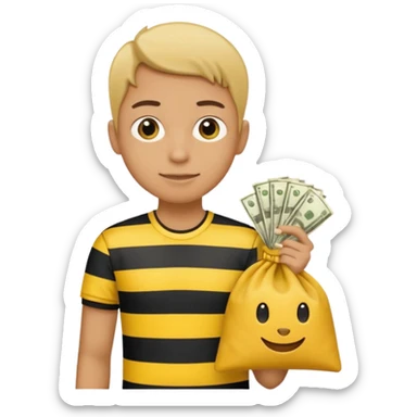 A Robber that just robes a bank** and that has yellow and black stripes that has a bag with money inside sticker
