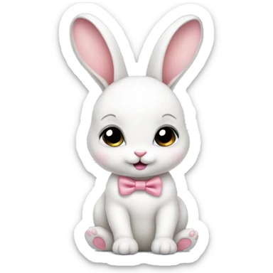 Baby bunny with coquette bow on ear sticker
