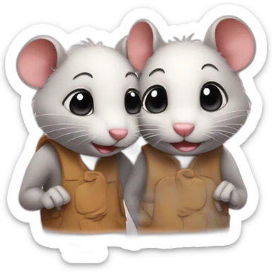 2 rats are friends sticker
