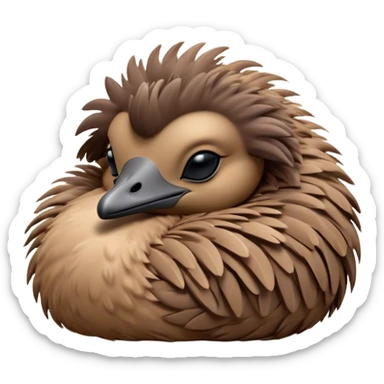 Meme-Worthy Cute Sleeping Emu Portrait Emoji, Head resting peacefully with a contented smile, showcasing a tall, graceful build and a luxuriously soft brown plumage, eyes shut in a serene, restful nap, Simplified yet hilariously adorable features, highly detailed, glowing with a soft, drowsy light, high shine, relaxed and utterly lovable, stylized with an air of playful laziness, bright and heartwarming, soft glowing outline, capturing the essence of a comically sleepy emu, so meme‐worthy it feels like it could instantly become the next viral sensation of adorable slumber! sticker