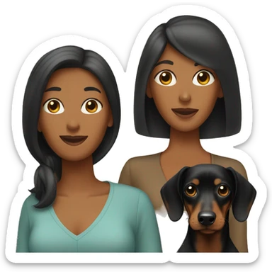 Two women and black and tan dachshund  sticker