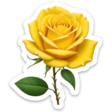 single Sunshine Yellow Tea Rose, straight stem sticker