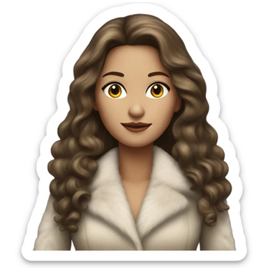 Beautiful realistic long hair light brunette mob wife with fur coat sticker