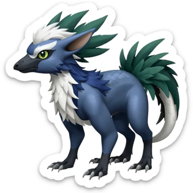 Shiny Black Grey White and Dark-Green Trico-Nargacuga-Silvally-Absol-fusion sticker
