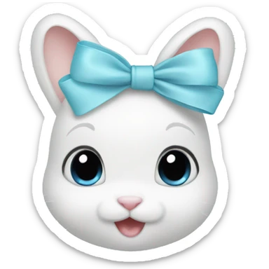 baby bunny baby blue bow sticker