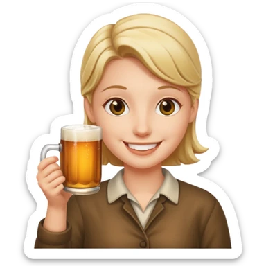 smiling face with a cider in hand sticker