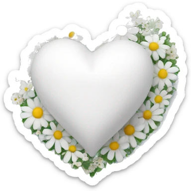 White heart with flowers  sticker