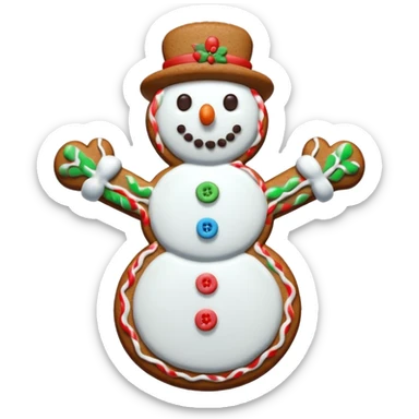 gingerbread cookie in snowman shape sticker