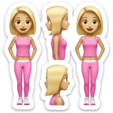 Sport walking blonde girl with pink clothes emoji sticker