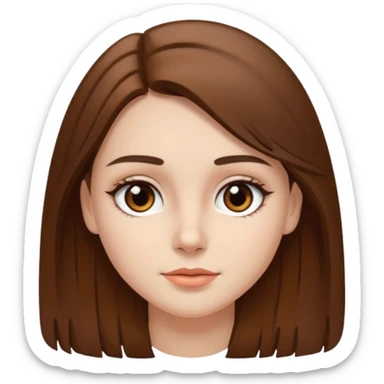 Orta saçlı kız saçı açık kaşlar kahve saçlar siyah gözler kahve sticker