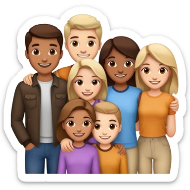 Group of friends, 3 guys and 3 girls sticker