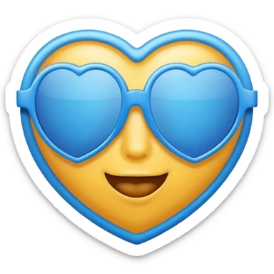 blue heart wearing sunglasses sticker