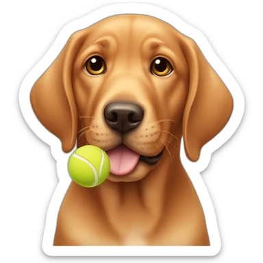 Puppy Red labrador holding a tennis ball on his mouth sticker