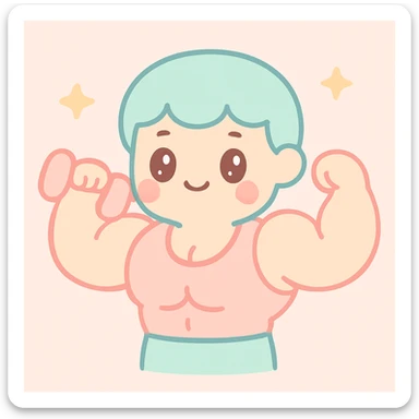 body builder, kawaii style sticker