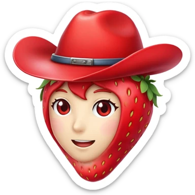 Anime strawberry wearing a cowboy hat  sticker