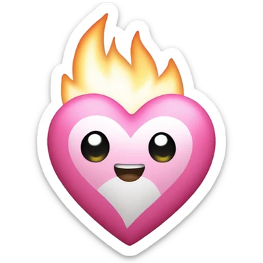 Pink heart with white flames  sticker