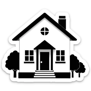 simple house  LINE-drawing Outline sticker