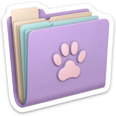 a pastel folder of documents with a pawprint on it sticker