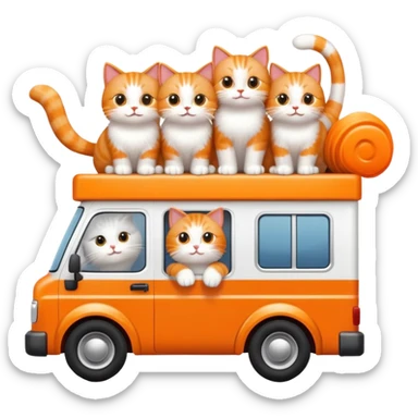 cute cats in a moving truck waving at a distant house sticker
