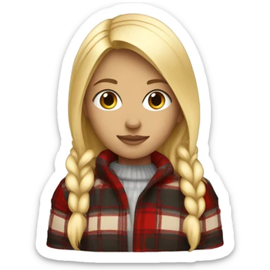 straight blonde girl wrapped in plaid sticker