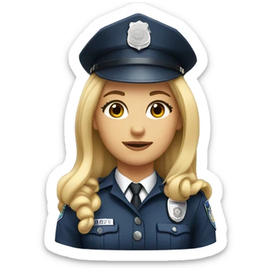 Blonde girl in a Police uniform with a long ponytail sticker