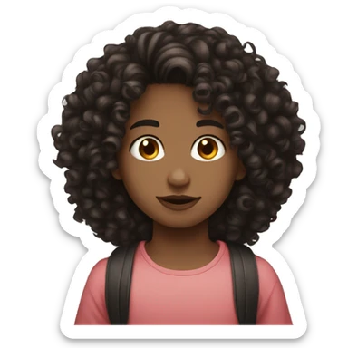 Boy black curly with light skin hair kissing cherry hair girl sticker
