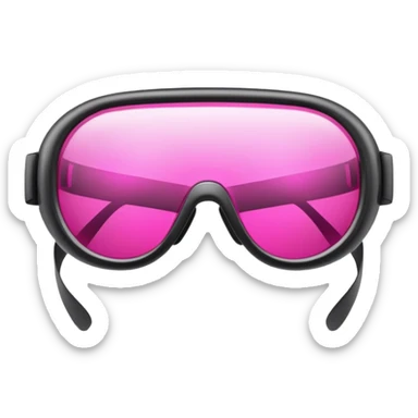 futuristic safety glasses with bright pink lenses, minimalist design sticker