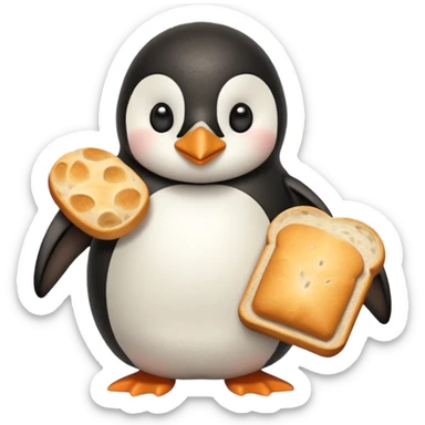 a penguin holding a loaf sticker