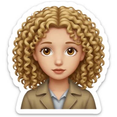 girl with dirty blonde curly hair and hazel eyes sticker