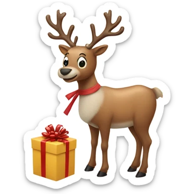 reindeer wrapping presents sticker