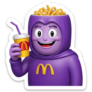grimace holding a mcdonalds cup sticker