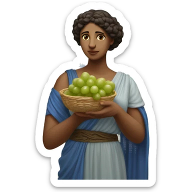 Greek Sappho holds a bunch of grapes in her hand sticker