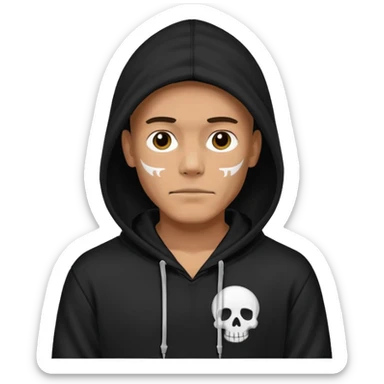 a hoodie with a design of skull on a man  sticker