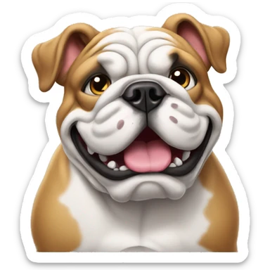 english bulldog leaning with paws on the wall standing sticker