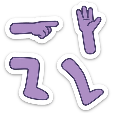 flat toon style purple upper and under limbs sticker