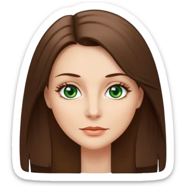pretty middle age woman with green eyes and long straight ash-brown hair  sticker