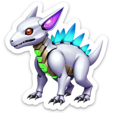  exotic colorful futuristic modern cyber-Cubone-Fakémon-Digimon-Trico-Vernid-creature sticker