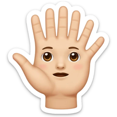 A hand slapping a face sticker