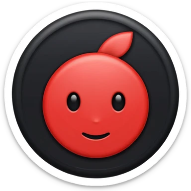 a black circle with a red A protruding from middle sticker
