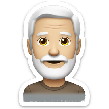 old white man with rectangular face, thick facial hair, brown hair sticker